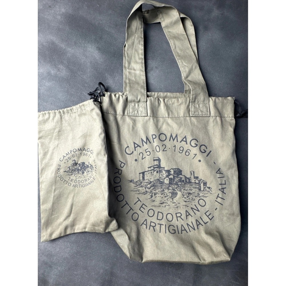 Campomaggi Canvas Tote Bag Olive Green Teodorano Artigianale Italy Shopper Set